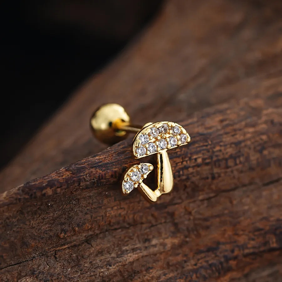 Stainless Steel Zirconia Stud Earrings 3442 Gold Ear Studs