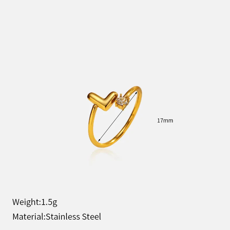 Gold Plated Adjustable Letter Ring for Women YHTSR-250720 (letter L)