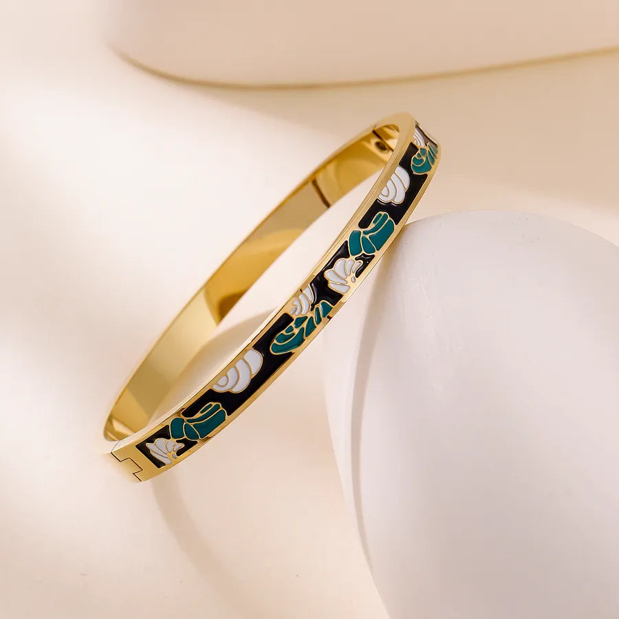 Minimalist Titanium Steel Bracelet with Diamond Inlay