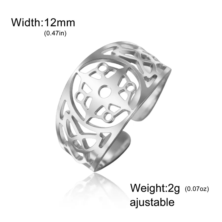 Unisex Compass Open Ring – 18K Gold Stainless Steel Steel Color