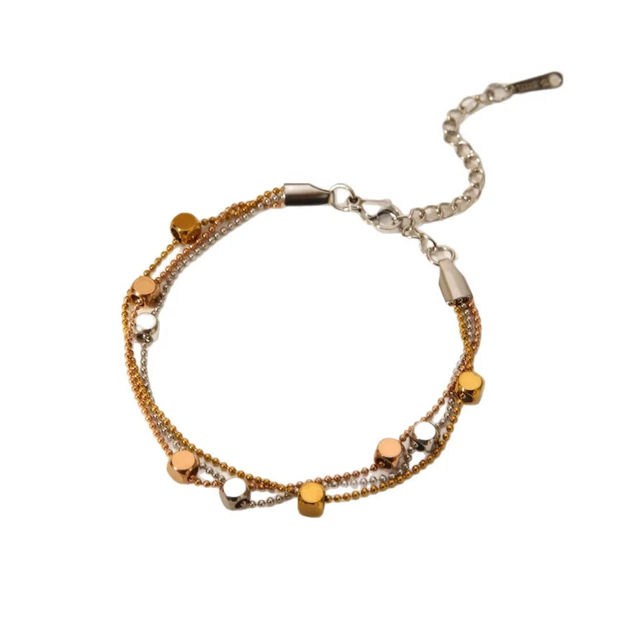 Gold Heart Double Ring Bracelet for Women