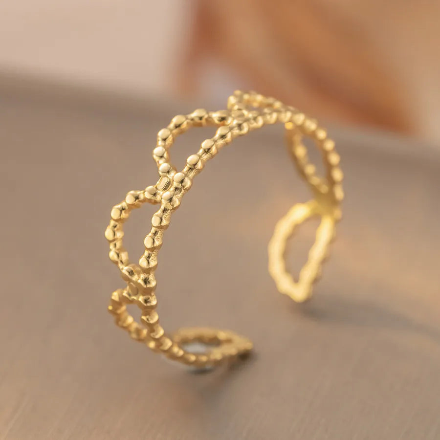 Titanium Steel Geometric Open Ring K395 Gold Ring Adjustable