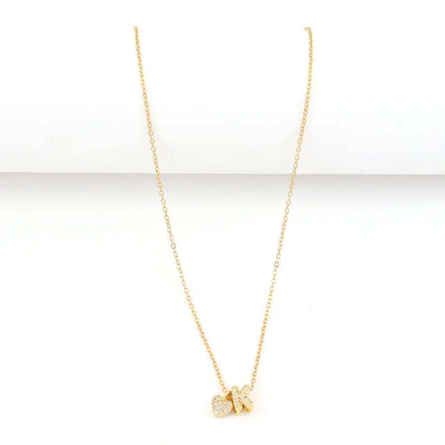 18K Gold Plated Heart Letter Pendant Necklace