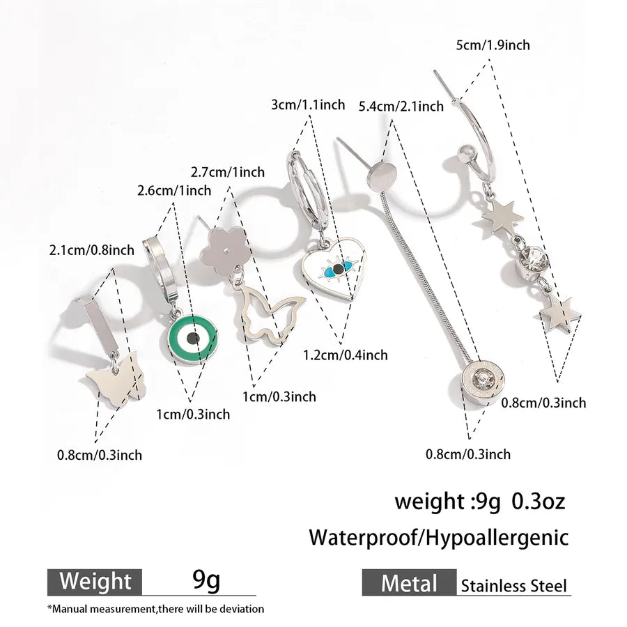 Gold Plated Butterfly & Heart Earrings Set – 3 Pairs 8#