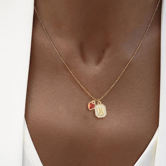Gold Heart Crystal Pendant Necklace for Women
