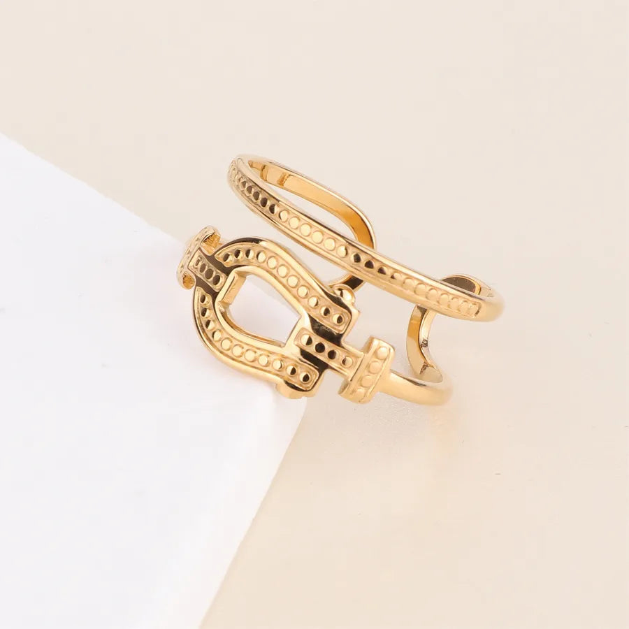 Adjustable Geometric Stainless Steel Ring