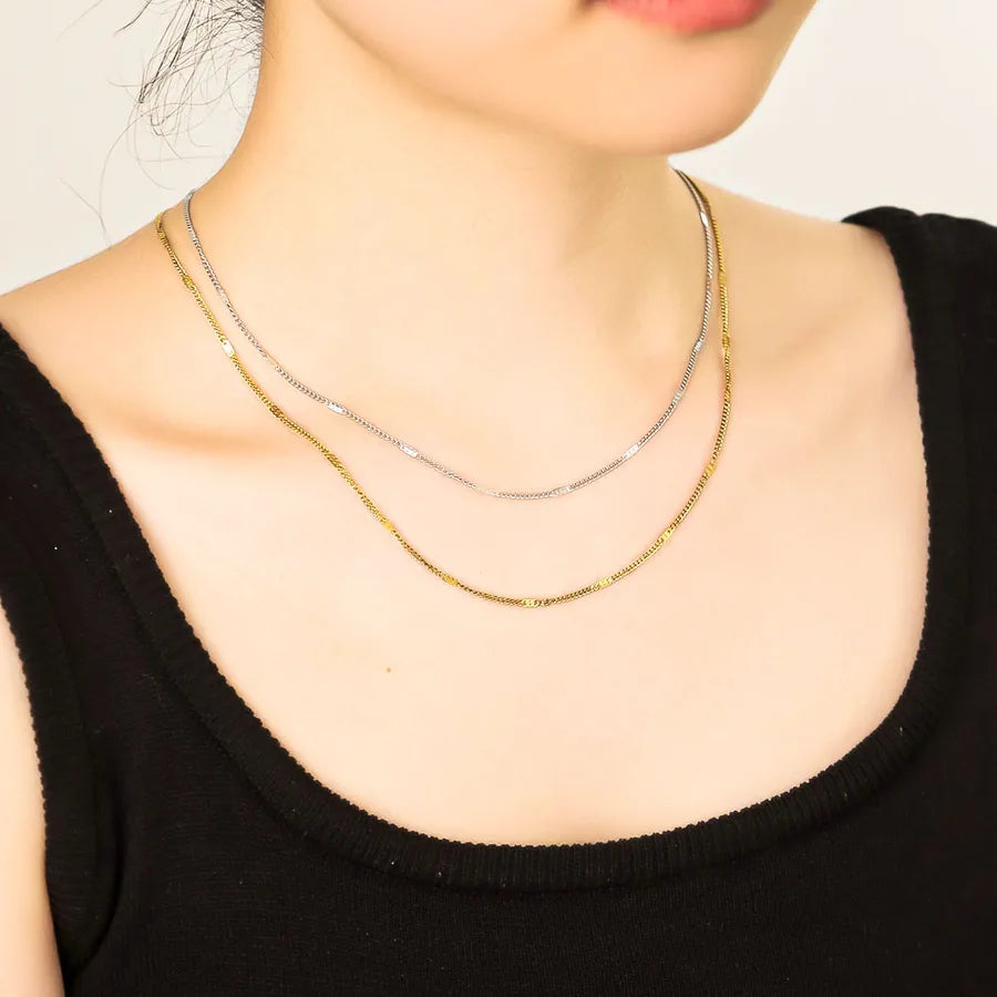18K Gold Geometric Titanium Steel Necklace