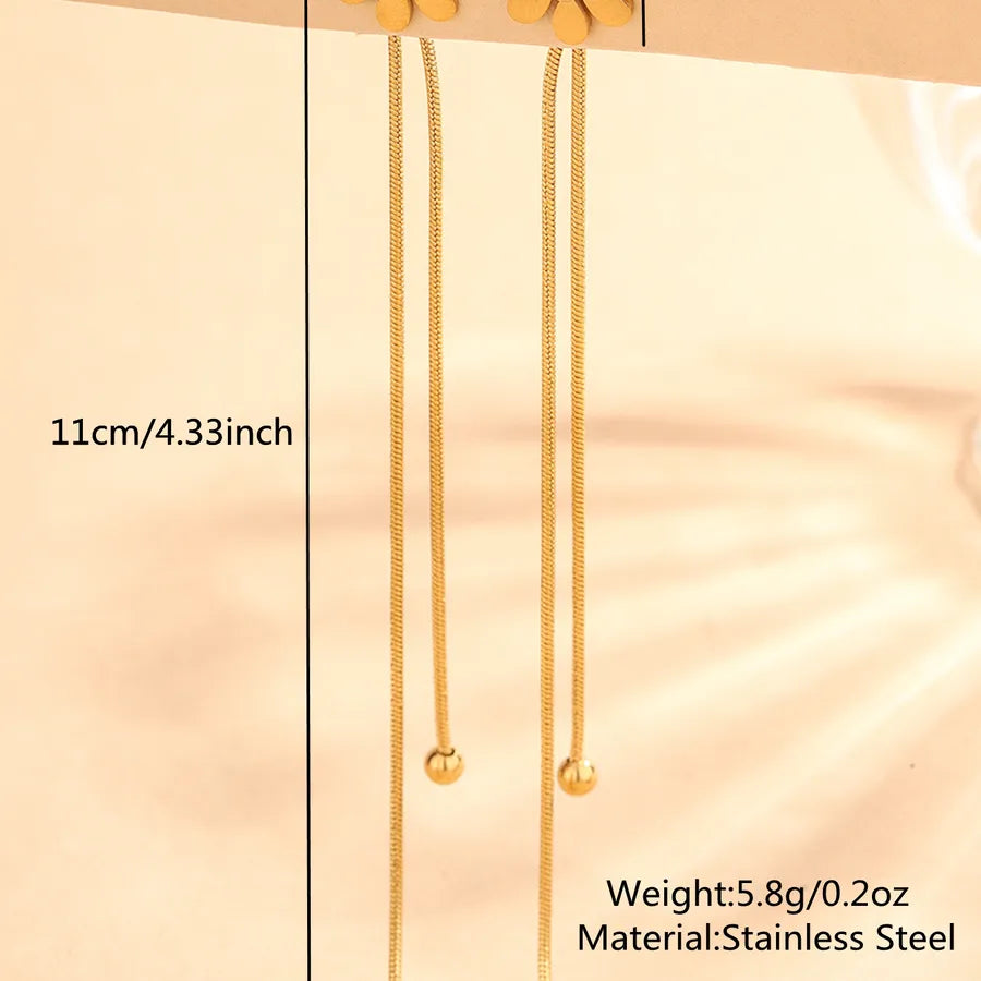 Gold Flower Tassel Earrings for Women
