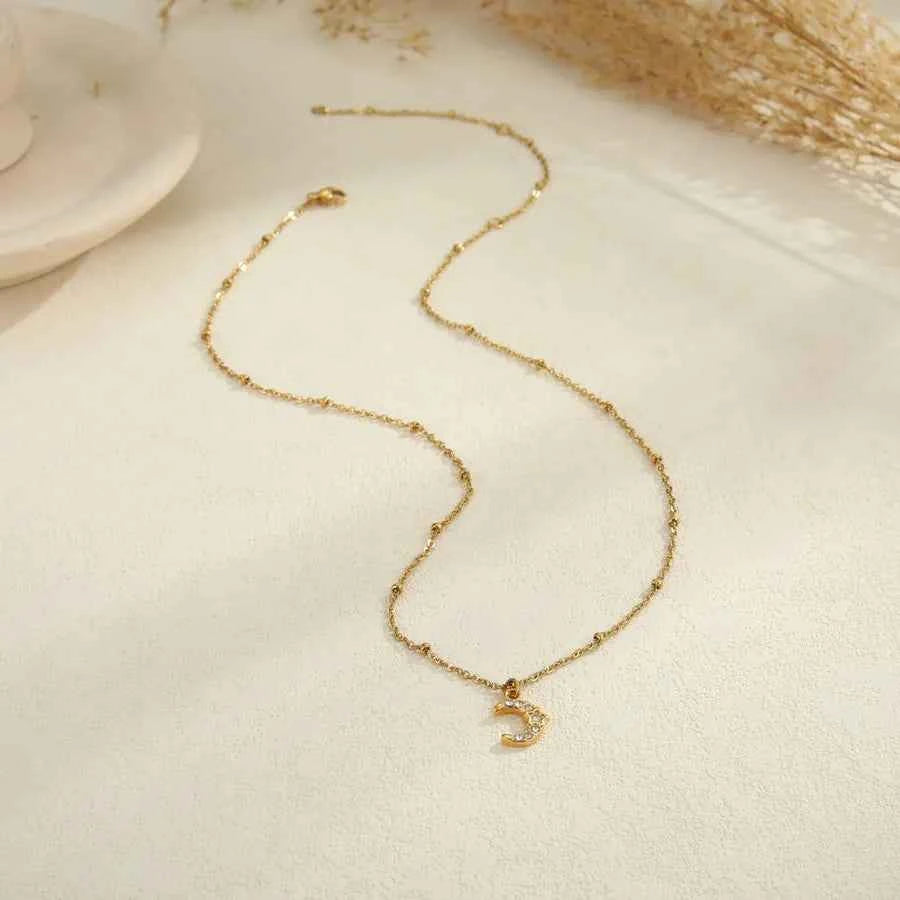 Gold Star & Moon Pendant Necklace