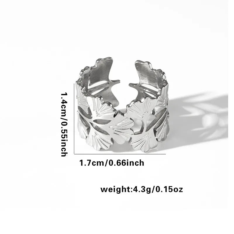 Titanium Steel Fish Tail Ring for Women Adjustable Opening TYR0338