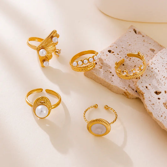 18K Gold Geometric Titanium Steel Ring