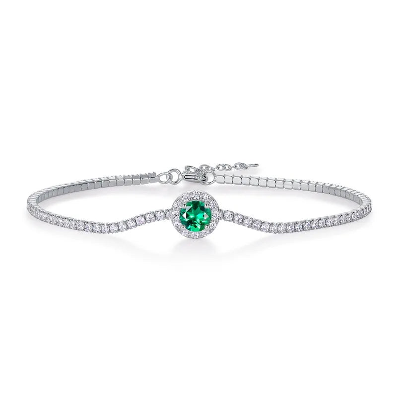 Retro Emerald & Ruby S925 Silver Bracelet