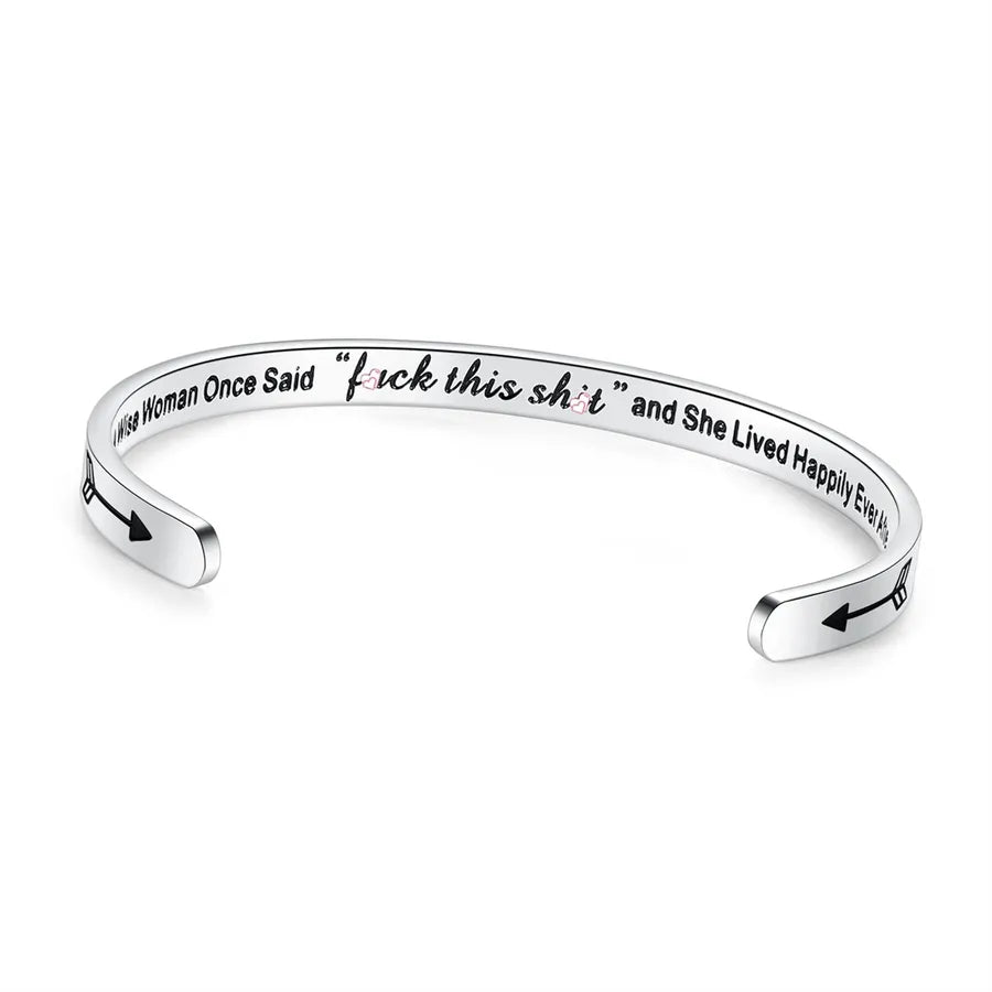 Retro Heart Stainless Steel Bangle 03-Wise Woman Once Said F__k This S__t_yythkg
