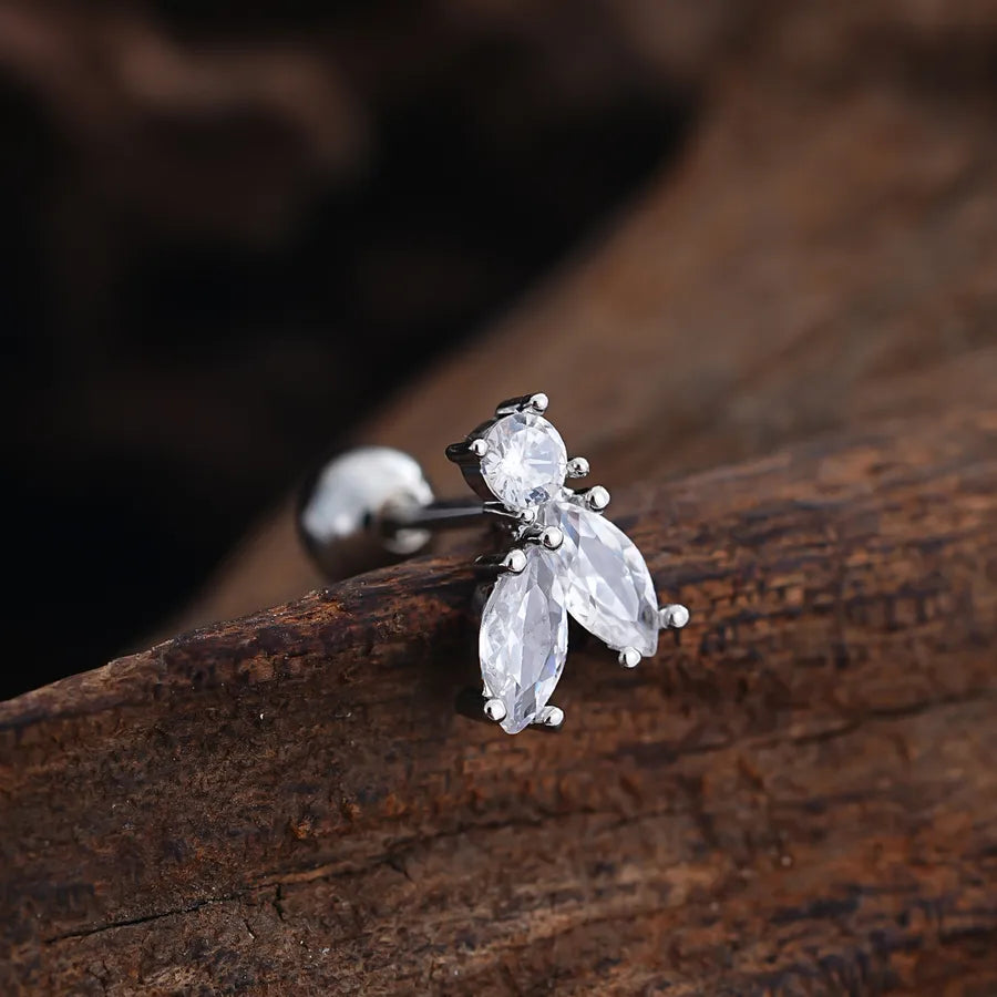 Stainless Steel Zirconia Stud Earrings 3452 Silver Ear Studs