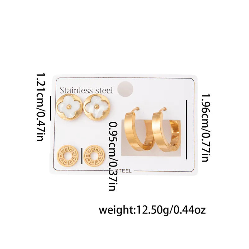 Titanium Steel Heart Earrings for Women Textured Titanium Steel Stud Earrings 0973