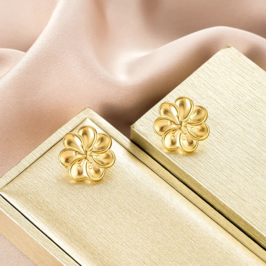 Irregular 18K Gold Plated Stainless Steel Earrings E1383-A (Gold Stud Earrings Pairs)