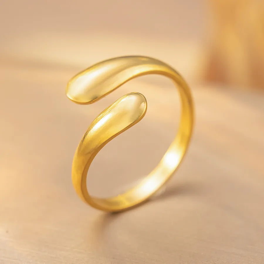 Geometric Titanium Steel Open Ring K279 Gold Ring Adjustable