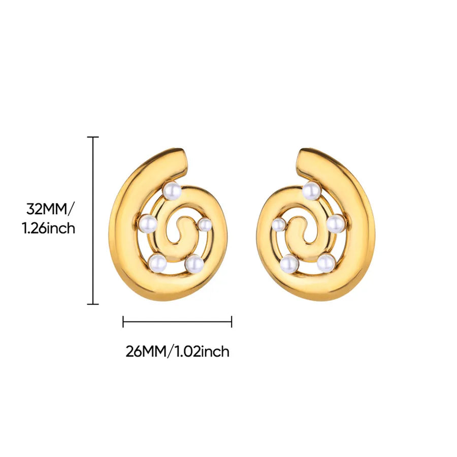 18K Gold Plated Pearl Geometric Hoop Earrings 9