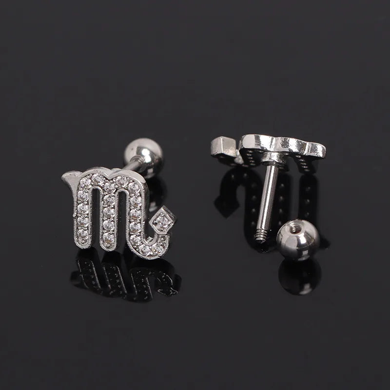 Zodiac Sign Gold-Plated Stainless Steel Earrings