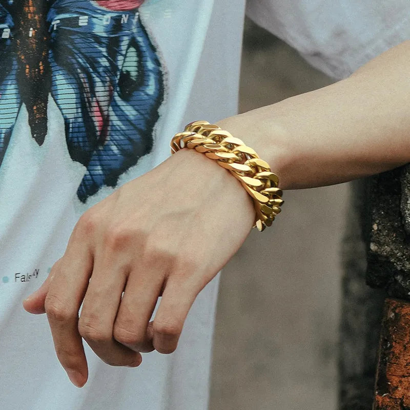 Stainless Steel Double Weave Cuban Bracelet