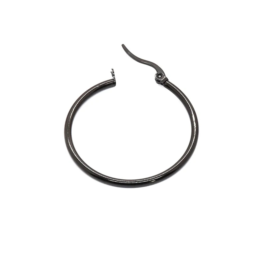 Unisex Large Geometric Hoop Earrings Black [Pair]
