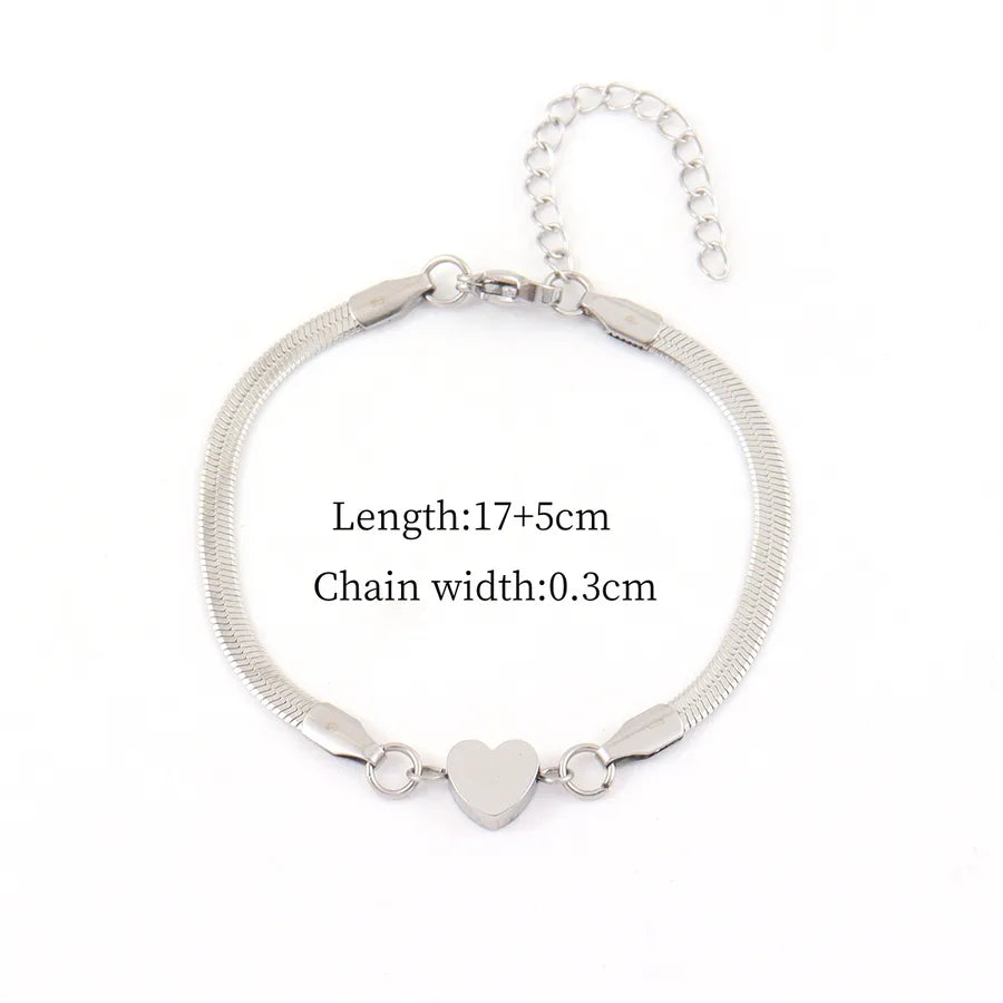 Gold Heart Stainless Steel Bracelet Silver Average Size