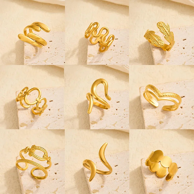 Gold Open Heart Stainless Steel Ring