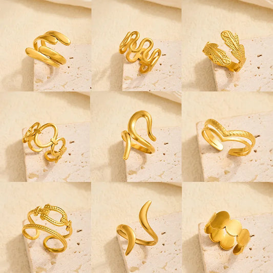 Gold Open Heart Stainless Steel Ring