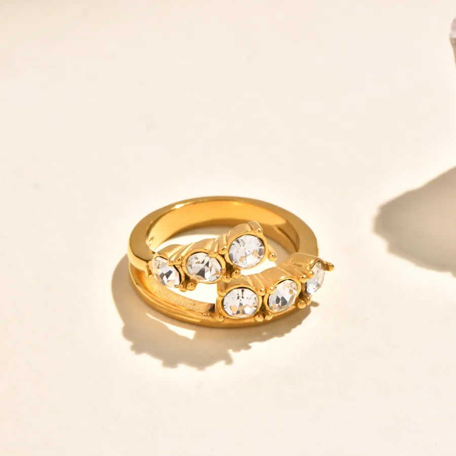 Gold Plated Geometric Zircon Ring for Women