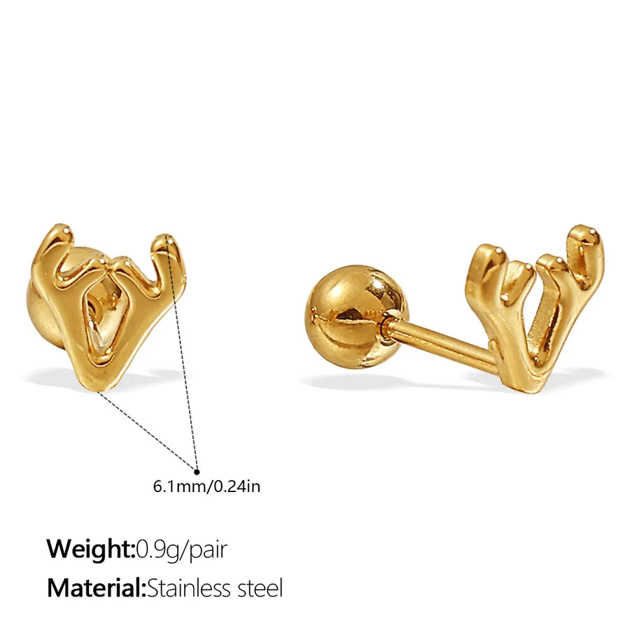 Gold Plated Stainless Steel Bear Earrings EH1206G Piercing Earrings