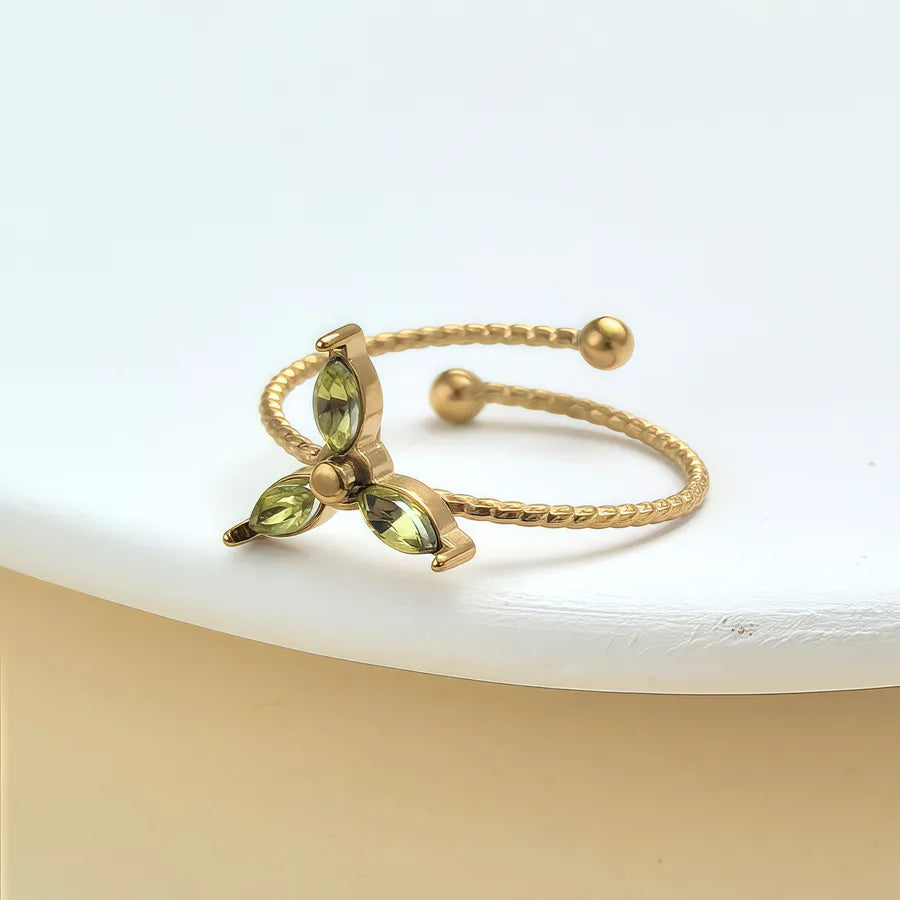 Elegant Rhinestone Knot Stainless Steel Ring JZ-25-09-045