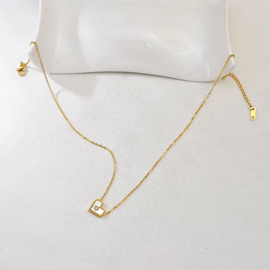 Gold Heart Shell Pendant Necklace for Women