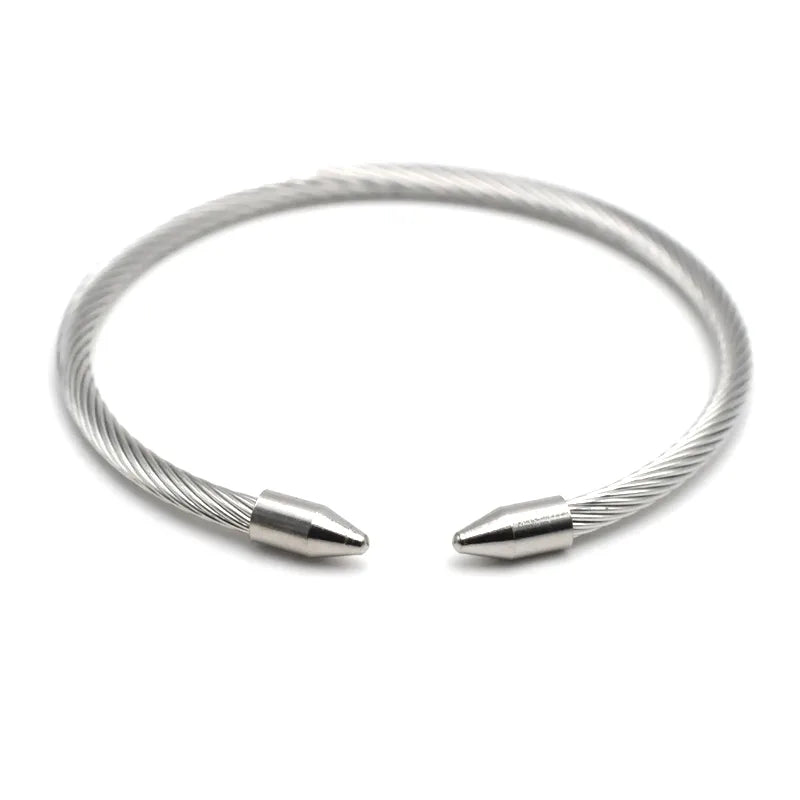 Gold Titanium Steel Wire Rope Bracelet Full Steel Head