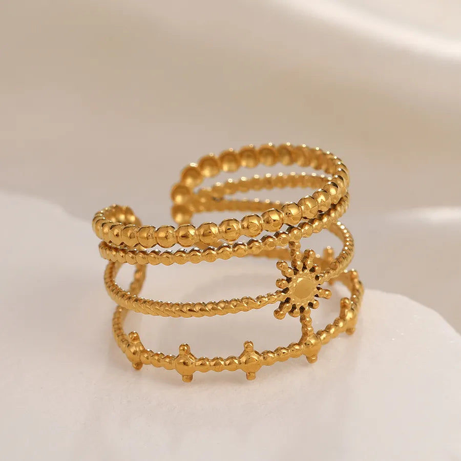 Minimalist Geometric Open Ring in Gold Steel