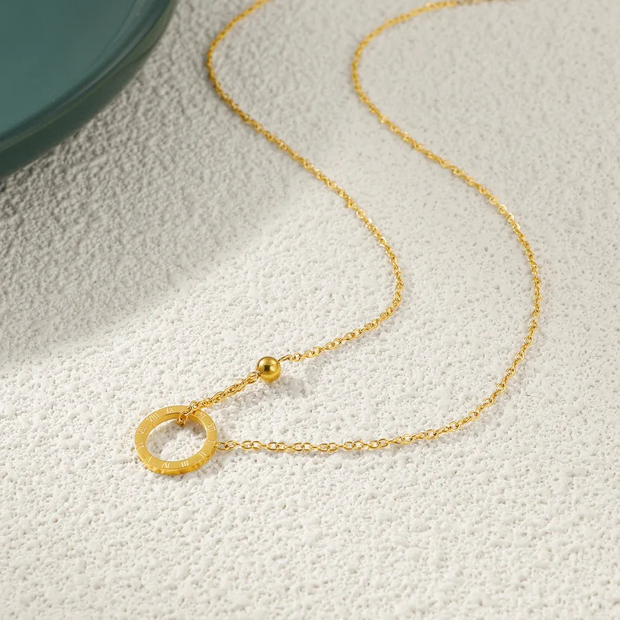 Minimalist Roman Numeral Ring Pendant Necklace