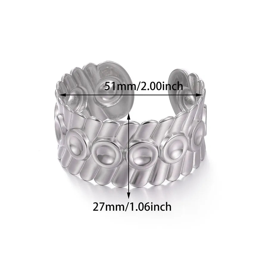 18K Gold Plated Leaf & Flower Open Bangle Bracelet B1951P