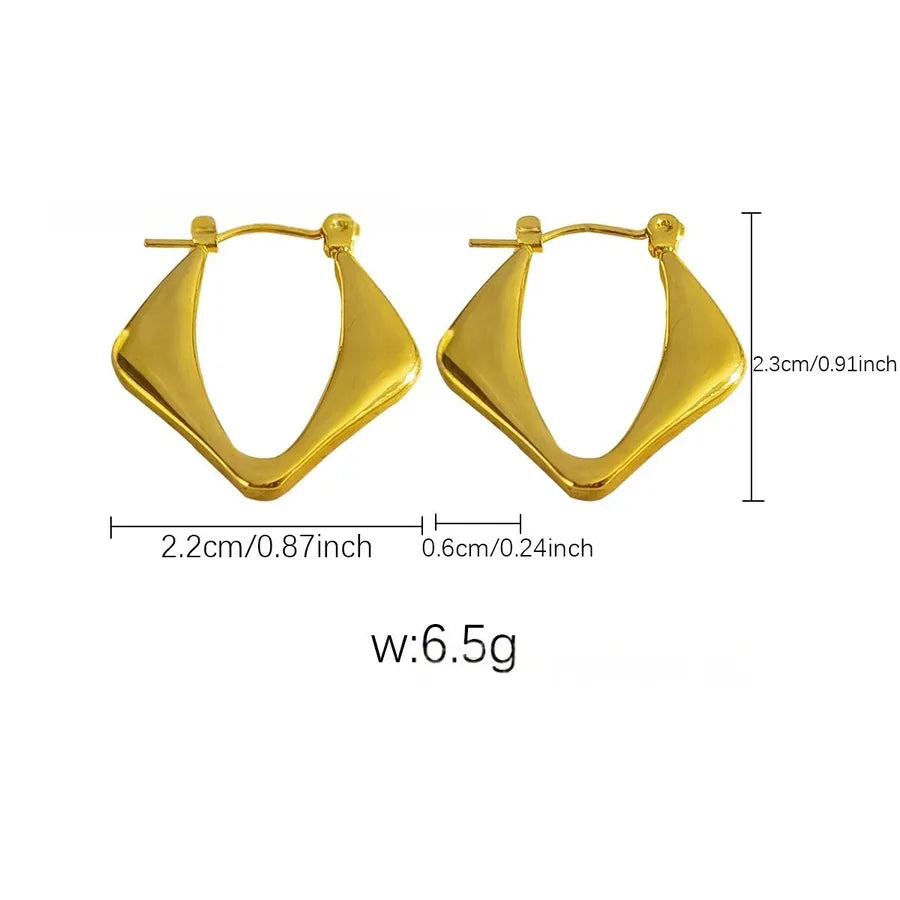 Elegant Gold Titanium Steel Hoop Earrings