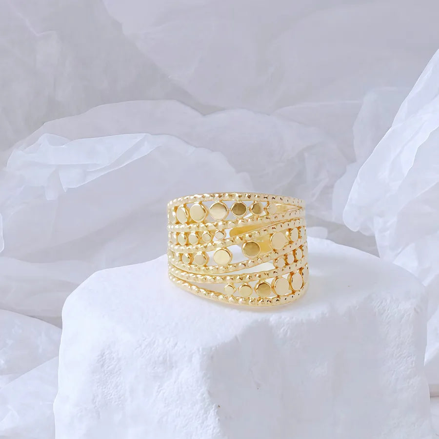 Gold Bamboo Titanium Steel Open Ring Adjustable Opening Golden Hydraulic J16