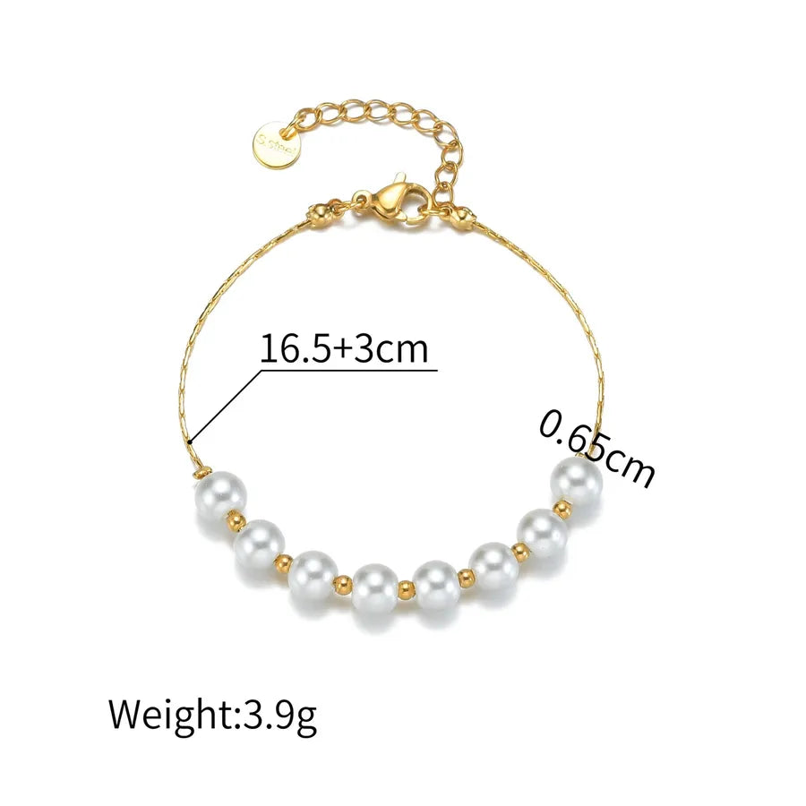 Gold Plated Pearl Beaded Bracelet for Women Gold