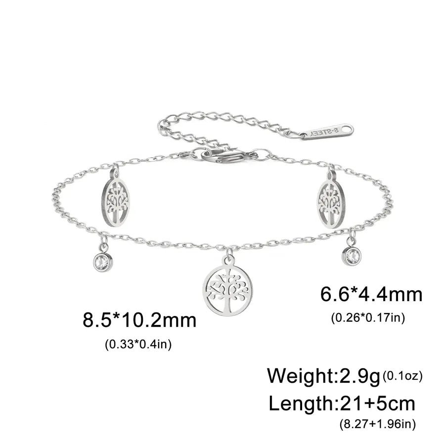 Gold Tree of Life Stainless Steel Bracelet Steel Color