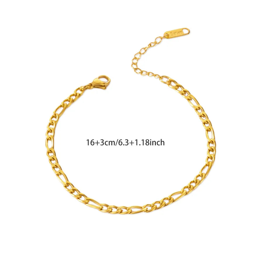 Gold Plated Figaro Chain Bracelet for Women G1903 18k