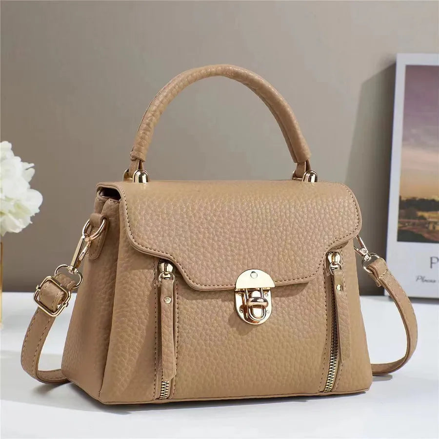 Square PU Leather Lock Clutch Crossbody Bag