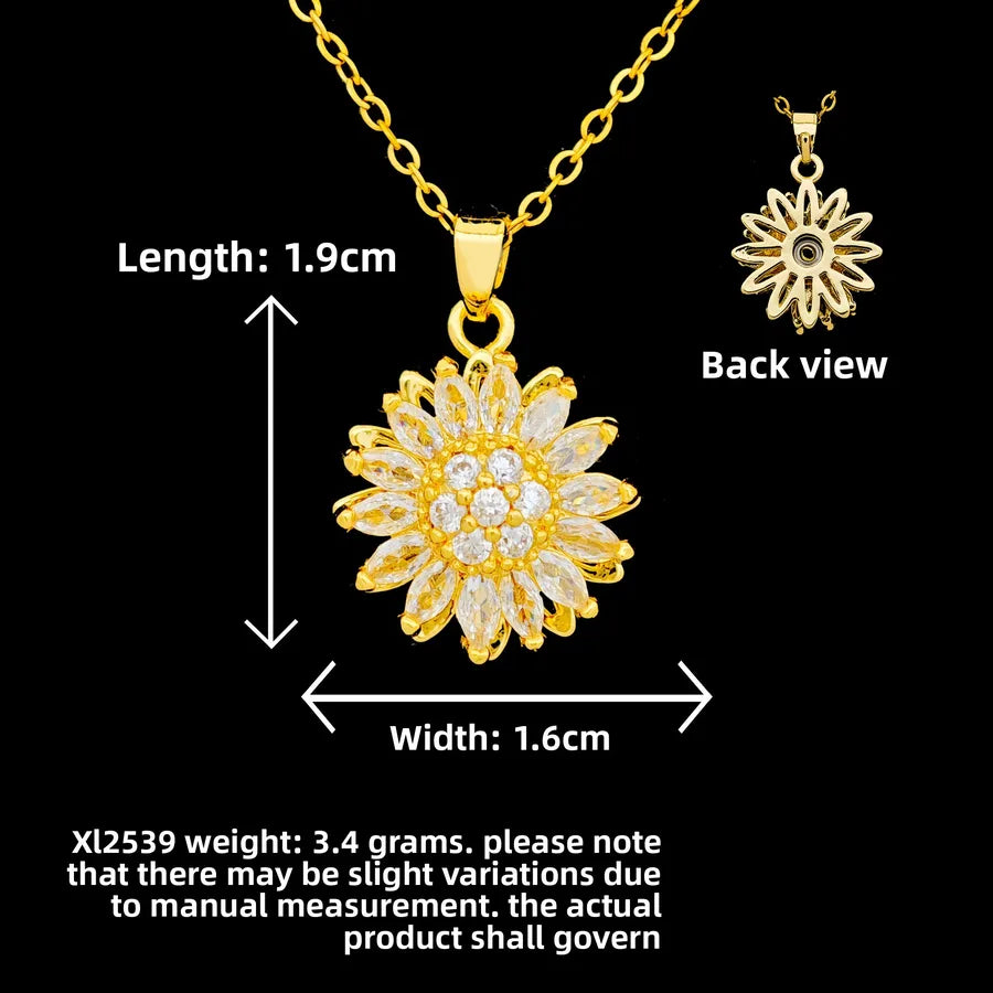 Butterfly & Whale Couple Pendant Necklace XL2539 Rotating Sunflower Necklace Gold