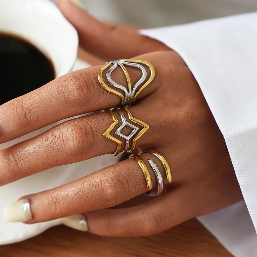 18K Gold Plated Geometric Open Ring