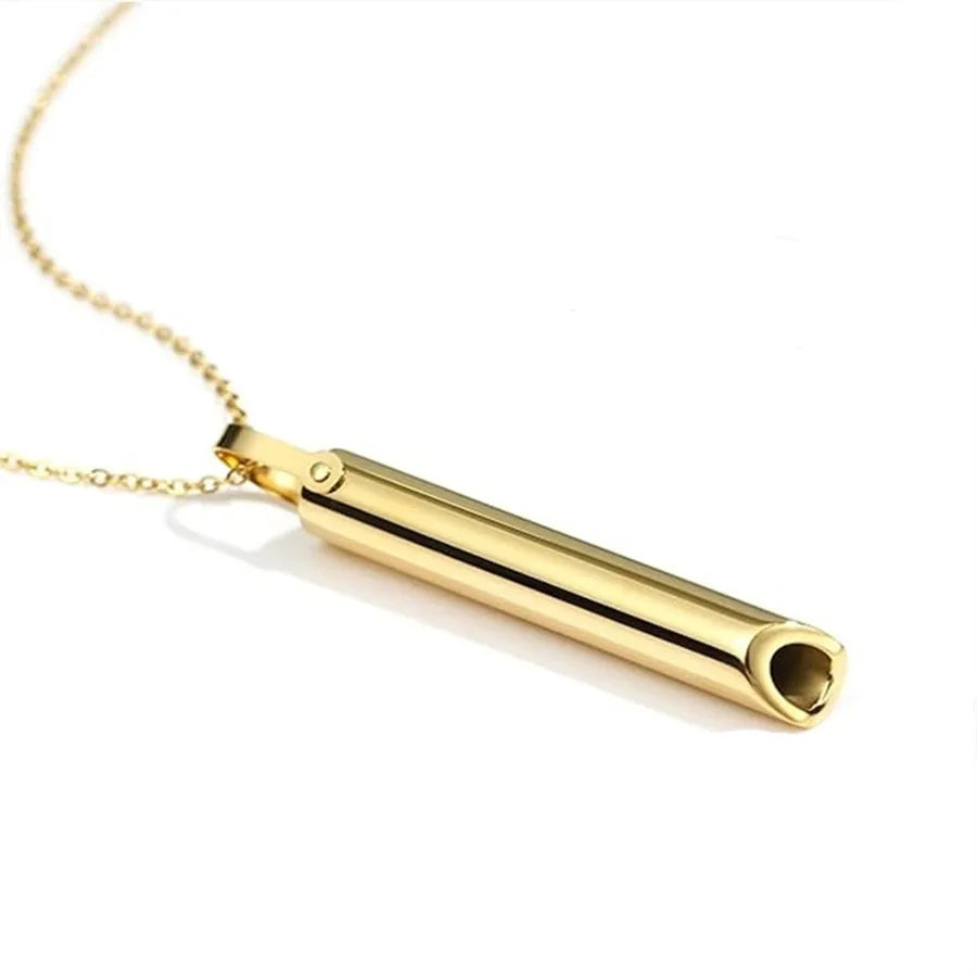 Titanium Steel Stress Relief Whistle Necklace Gold-Cross chain