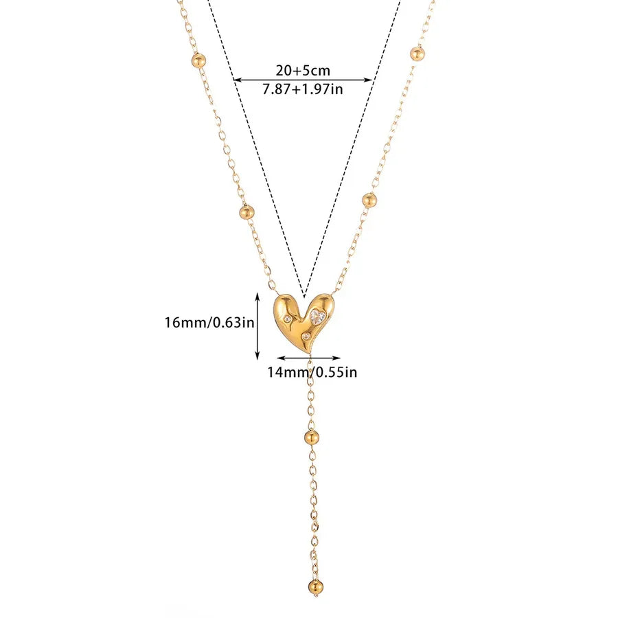 18K Gold Plated Heart Zircon Pendant Necklace G9017447