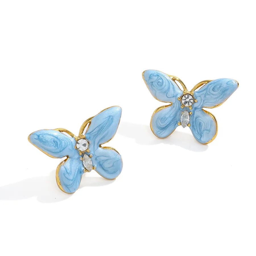 18K Gold Plated Butterfly Drop Earrings Butterfly 2-19.63*27.91mm