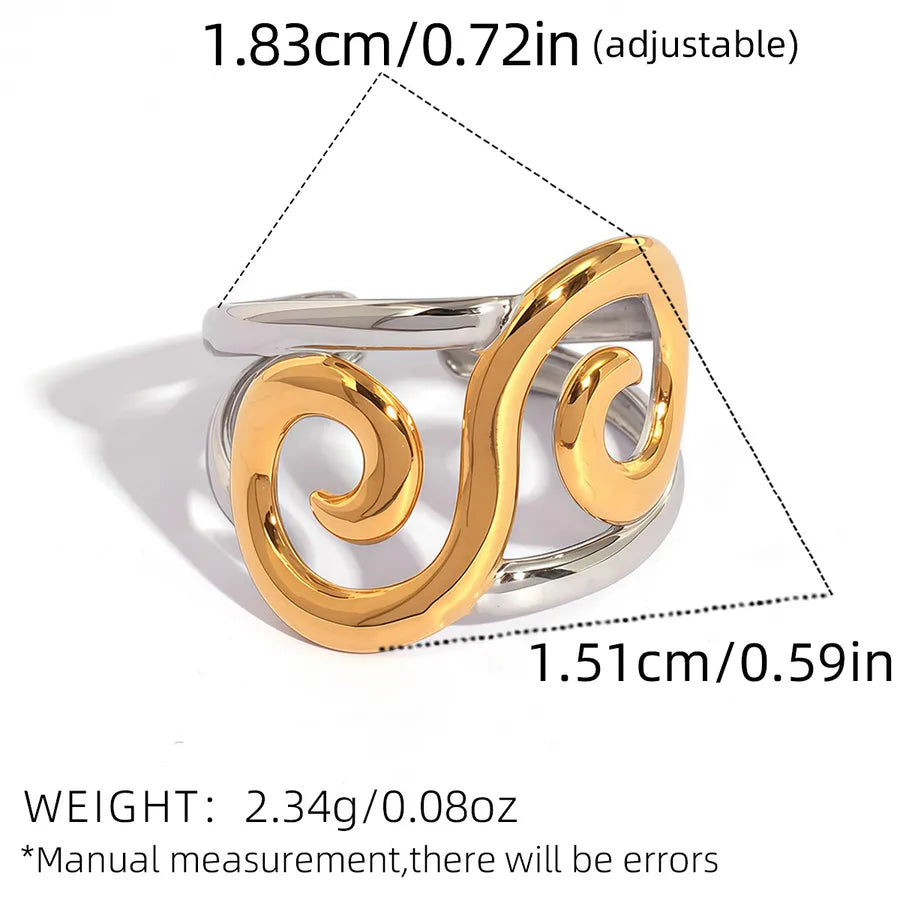 18K Gold Plated Stainless Steel Adjustable Ring adjustable Gold and Silver color 1 Piece of Geometric Open Ring