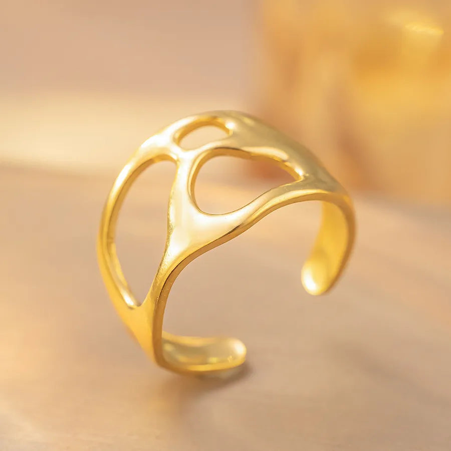 Geometric Titanium Steel Open Ring K269 Gold Ring Adjustable