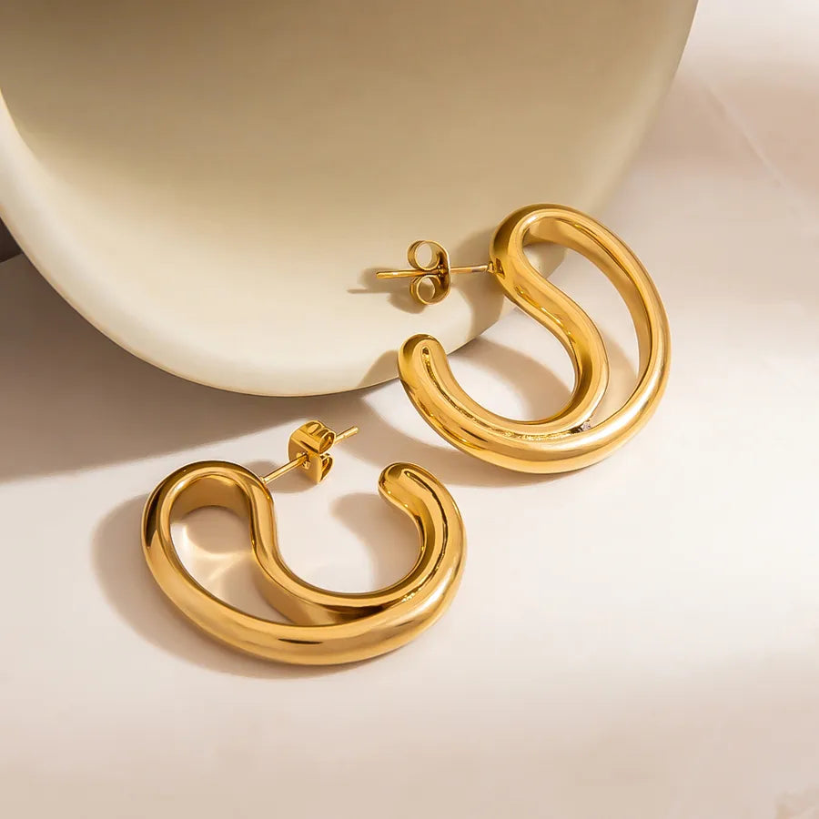 18K Gold Plated Waterdrop Stainless Steel Earrings